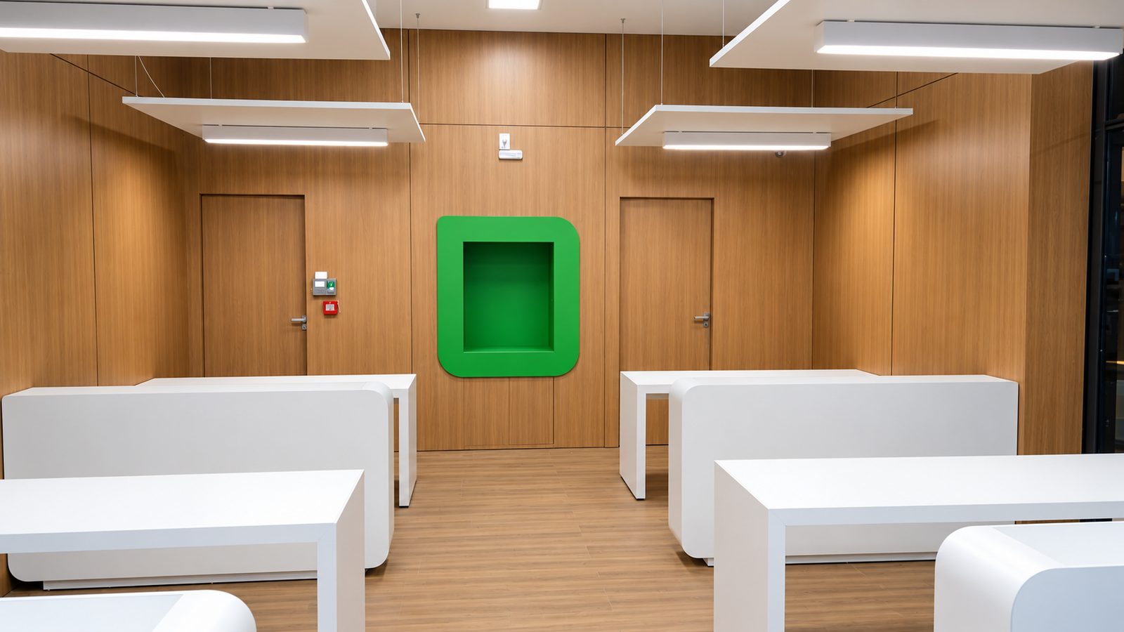 Ambiente corporativo com marcenaria planejada pela Duetto